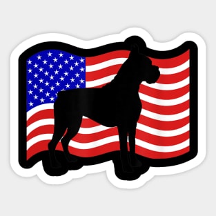 Boxer Dog American Flag Vintage Retro Sticker